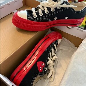 Converse Black and Red Heart Sneakers